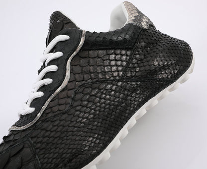 ニシキヘビ皮 本革メンズスニーカースポーツカジュアルシューズ ファッションインヒール男性靴