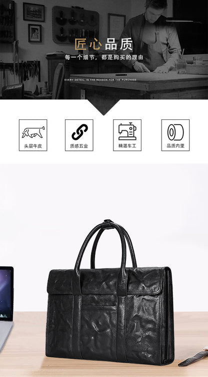 メンズハンドバッグ 牛皮本革製 高品質 大容量 ブリーフケース男性用手提げかばん