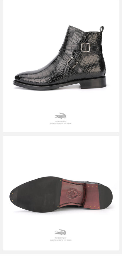 Men's Martin Boots Autumn/Winter Cold Protection Crocodile Skin Genuine Leather Men's Snow Boots 