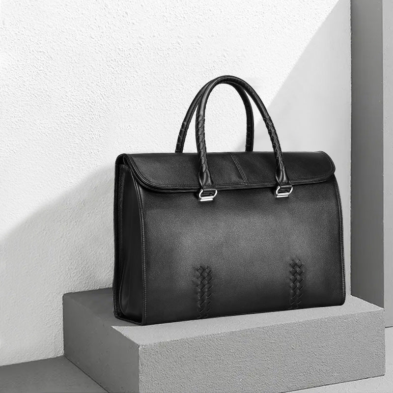 メンズハンドバッグ 本革製牛皮 ファッション ビジネス 大容量 ビジネス ブリーフケース パソコンバッグ 手編み メンズ手提げかばん