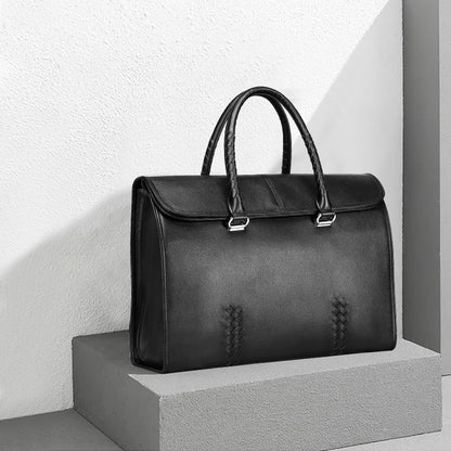 メンズハンドバッグ 本革製牛皮 ファッション ビジネス 大容量 ビジネス ブリーフケース パソコンバッグ 手編み メンズ手提げかばん
