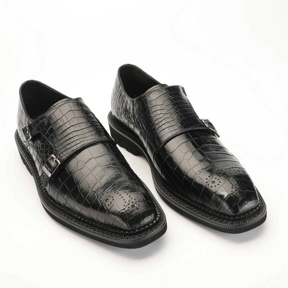 新型ワニ腹の皮メンズ革靴 本革 優れた通気性ゴム底 ビジネスシューズ