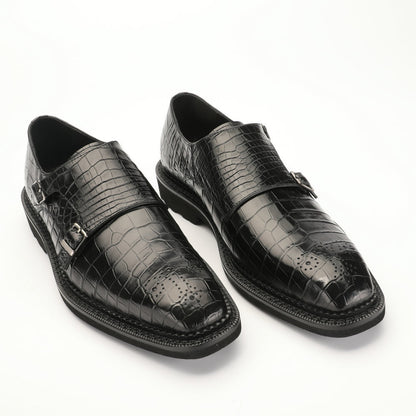 新型ワニ腹の皮メンズ革靴 本革 優れた通気性ゴム底 ビジネスシューズ
