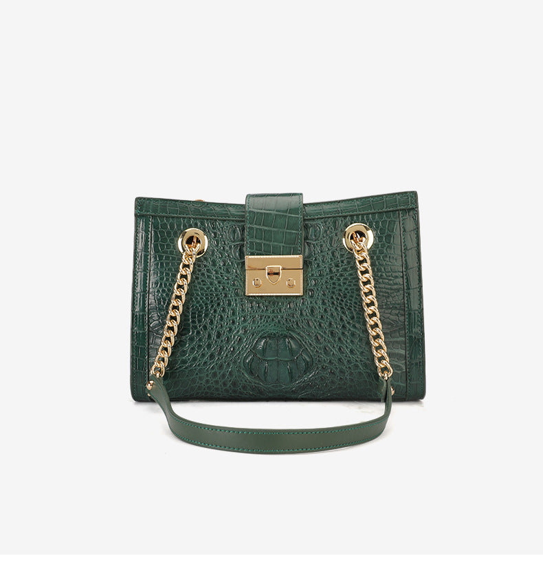 シャムワニ皮 女性バッグ本革バッグファッショントレンドレディースショルダーバッグ脇バッグ チェーンバッグ