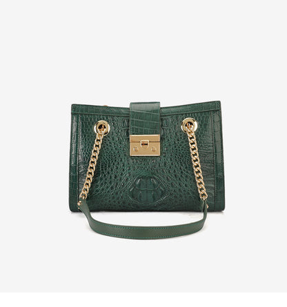 シャムワニ皮 女性バッグ本革バッグファッショントレンドレディースショルダーバッグ脇バッグ チェーンバッグ