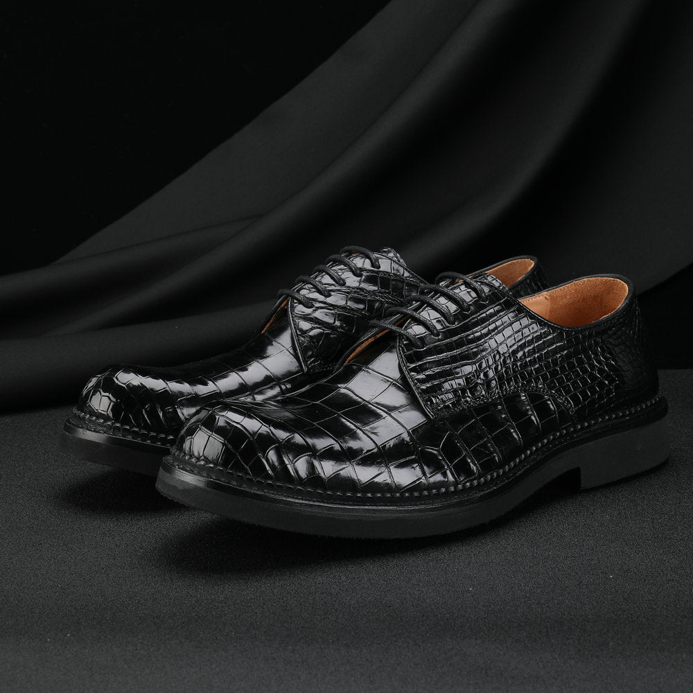 ワニ皮本革製メンズ革靴 カジュアル ビジネスシューズ