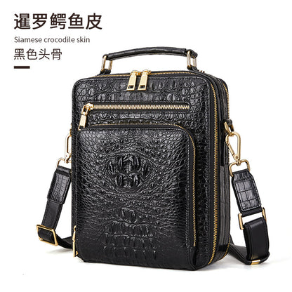 シャムワニ皮本革製メンズショルダーバッグビジネスカジュアル斜めがけバッグハンドバッグ