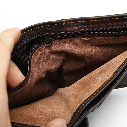 メンズ短財布 牛皮本革製 レトロ 多機能 男性用カードバッグウォレット