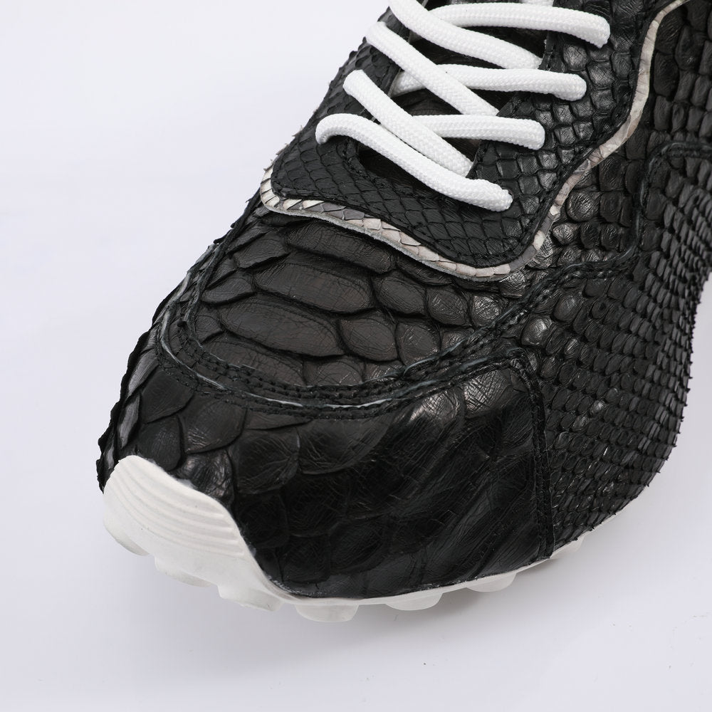 ニシキヘビ皮 本革メンズスニーカースポーツカジュアルシューズ ファッションインヒール男性靴