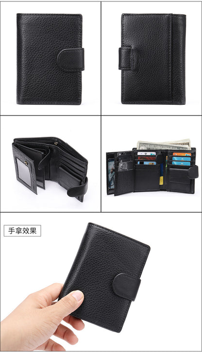 メンズ短財布牛皮本革製レトロクラッチバッグカードバッグ男性用ウォレット
