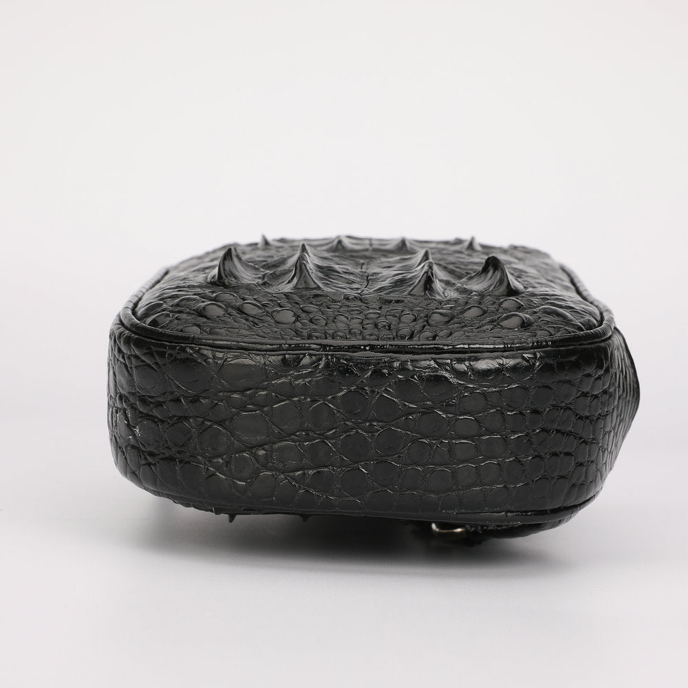 ワニ骨の皮 メンズバストバッグ 本革カジュアル アウトドア ショルダーバッグ 斜めがけバッグ ミニファッションウエストバッグ