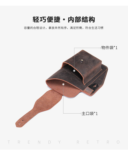 メンズウエストバッグ 牛皮 スポーツ 男性用鍵掛けバッグ
