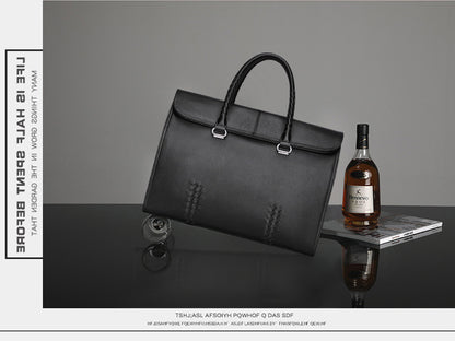 メンズハンドバッグ 本革製牛皮 ファッション ビジネス 大容量 ビジネス ブリーフケース パソコンバッグ 手編み メンズ手提げかばん