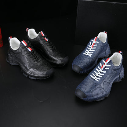 Ostrich leather genuine leather men's sneakers fashion casual shoes in-heel men's shoes 