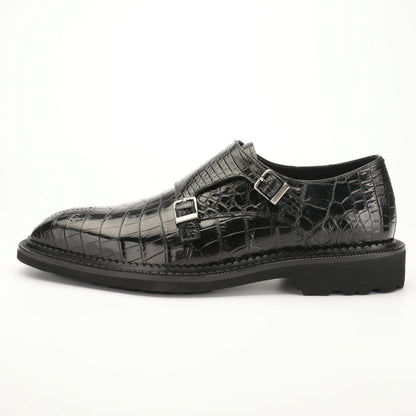 新型ワニ腹の皮メンズ革靴 本革 優れた通気性ゴム底 ビジネスシューズ