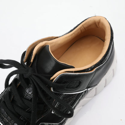2023新品 ワニ腹の皮 メンズカジュアルシューズ 優れた通気性 ファッション厚底男性靴