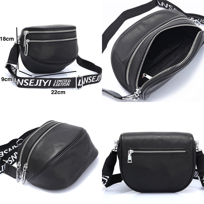 ファスナーファッション牛革ショルダーバッグ本革女性バッグスショルダーバッグ 何とでも合う