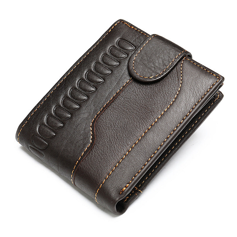 メンズ短財布 牛皮本革製 レトロ 多機能 男性用カードバッグウォレット