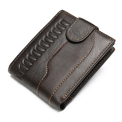 メンズ短財布 牛皮本革製 レトロ 多機能 男性用カードバッグウォレット