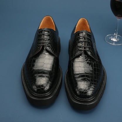 新型ワニ腹の皮メンズ革靴 本革 高品質 厚底 ビジネスシューズ