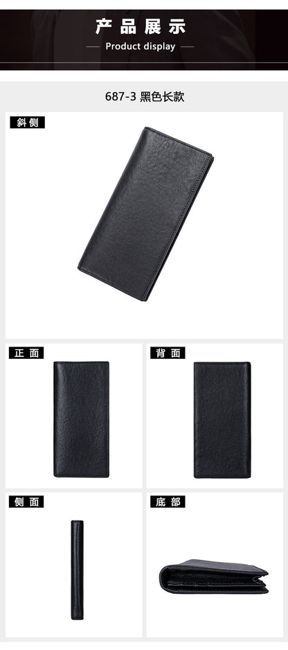 メンズ長財布 なめし 皮高品質小銭入れ誕生日プレゼント贈り物男性用ウォレット