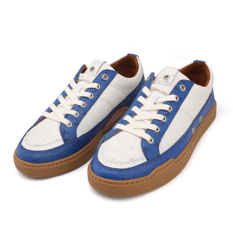 南アフリカ ダチョウの皮 本革 メンズスニーカー スポーツカジュアルシューズ 平底靴