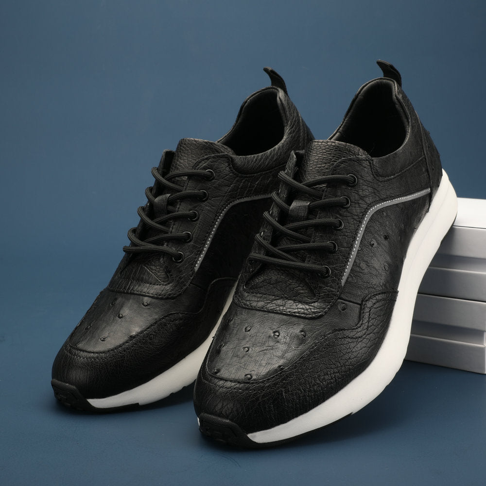 ダチョウ皮 男性靴 本革シンプル ファッション カジュアルシューズ