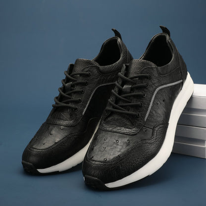 ダチョウ皮 男性靴 本革シンプル ファッション カジュアルシューズ