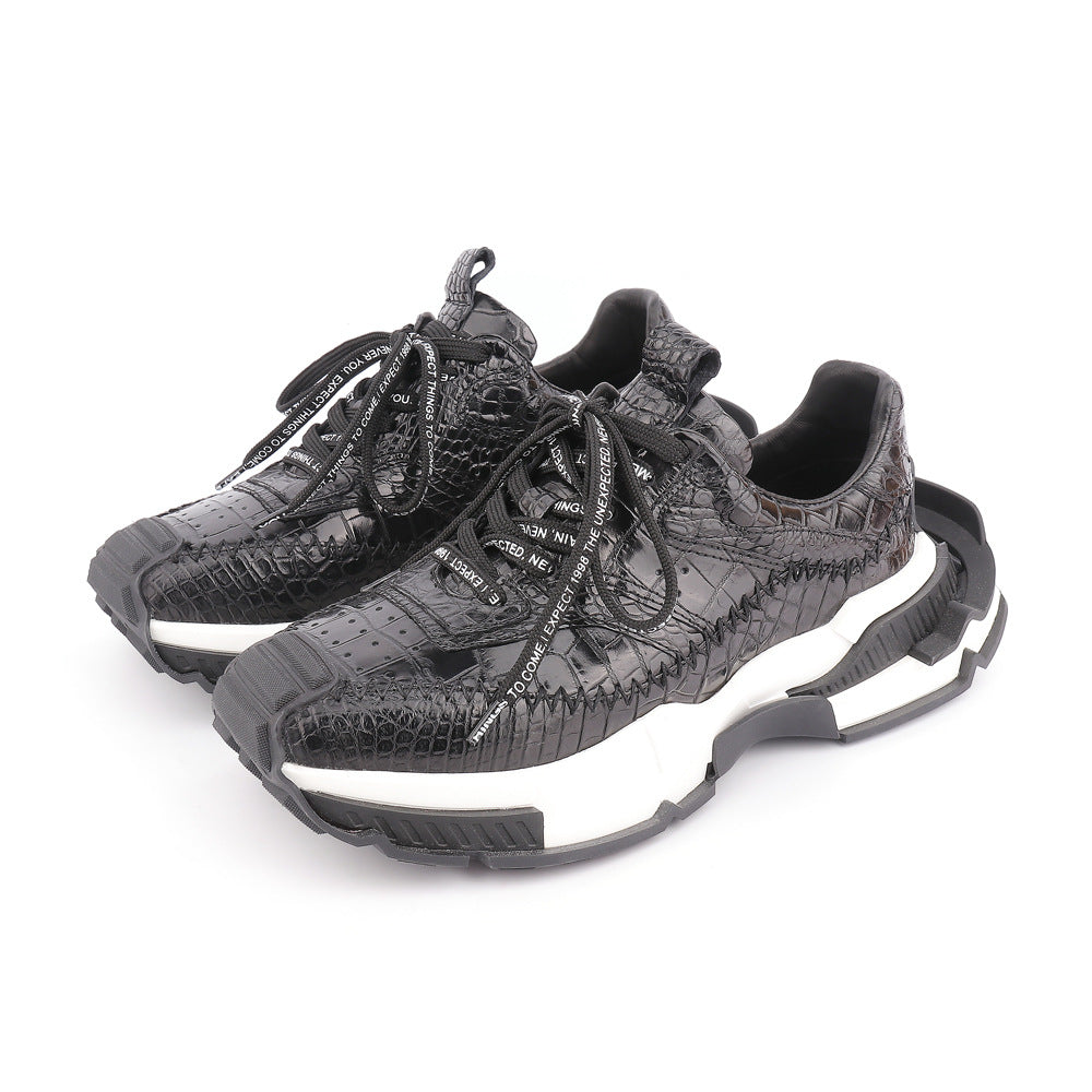 Taisham Crocodile Skin Genuine Leather Men's Sneakers Fashion Men Shoes 