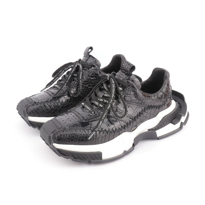 Taisham Crocodile Skin Genuine Leather Men's Sneakers Fashion Men Shoes 