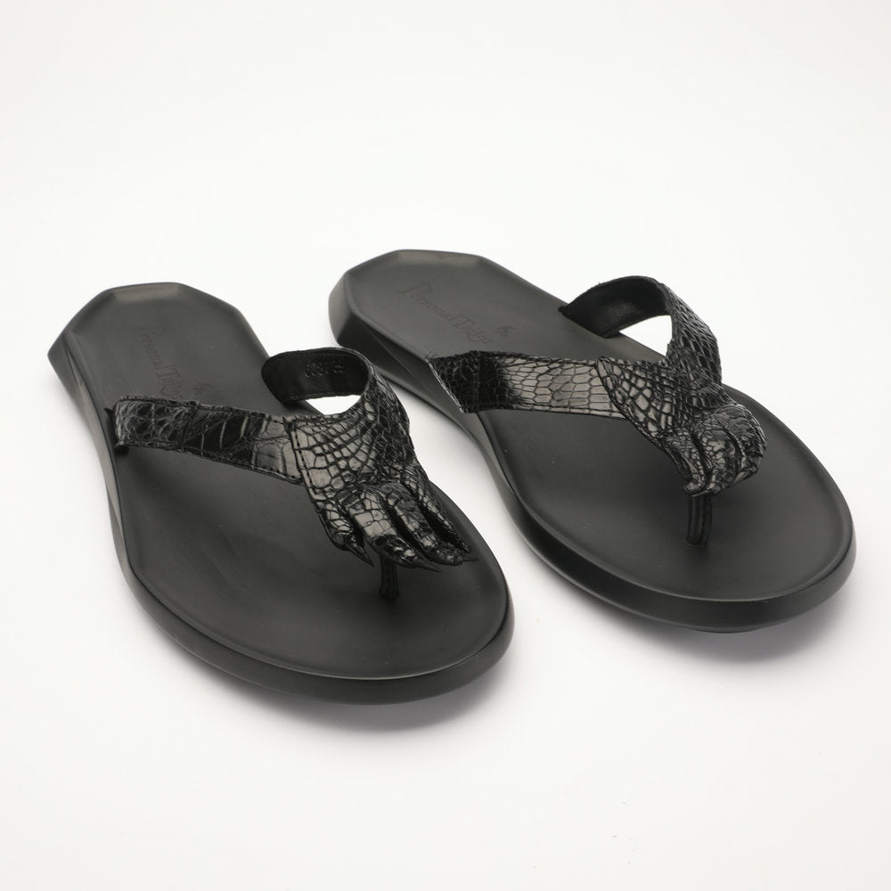 Crocodile Skin Claw Genuine Leather Slip Flop Summer Fashion Outdoor Anti-Slip Men's Slippers Men Sandals 