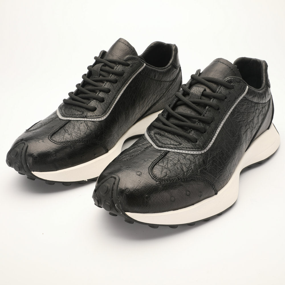 ダチョウ皮 男性靴 本革 耐摩耗 滑り止め ファッションスポーツカジュアルシューズ