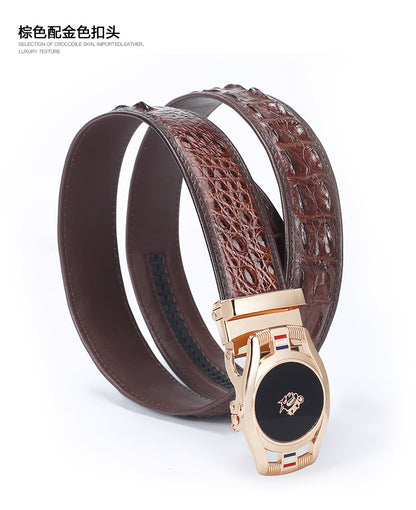 Men's Belt Crocodile Skin Genuine Leather Automatic Buckle Fashion Casual High Quality Men Belt 