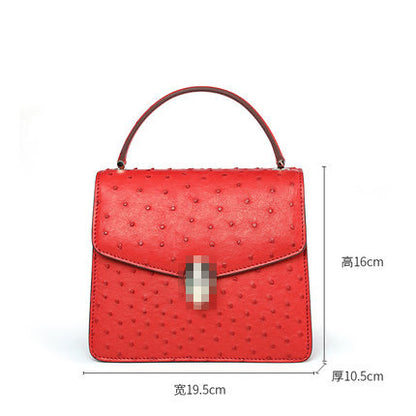 ダチョウ革のハンドバッグカジュアルなオールインワンショルダーバッグはチェーンバッグを斜めにまたぐことができます