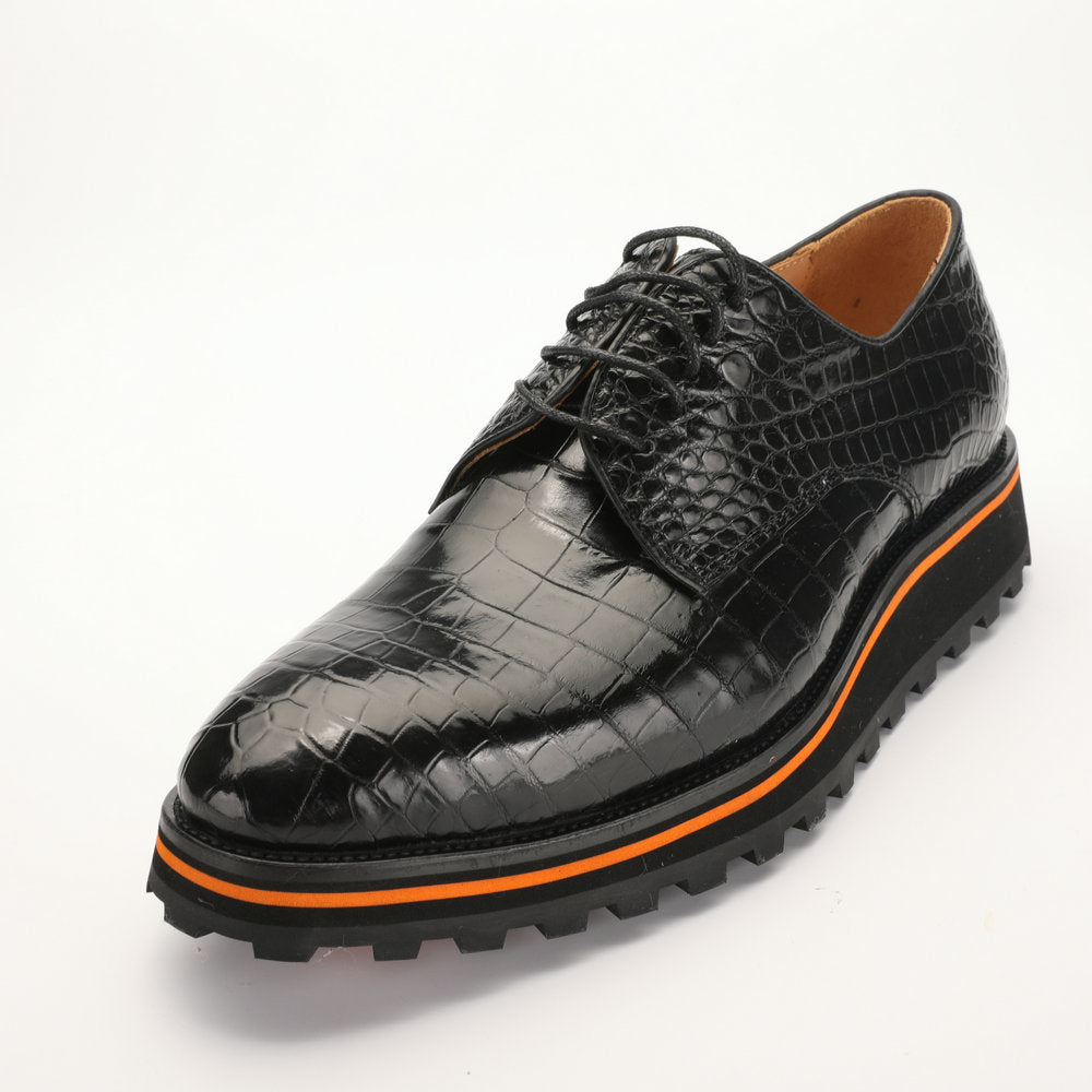 新型ワニ皮メンズ革靴 本革カジュアル厚底 滑り止め ビジネスシューズ