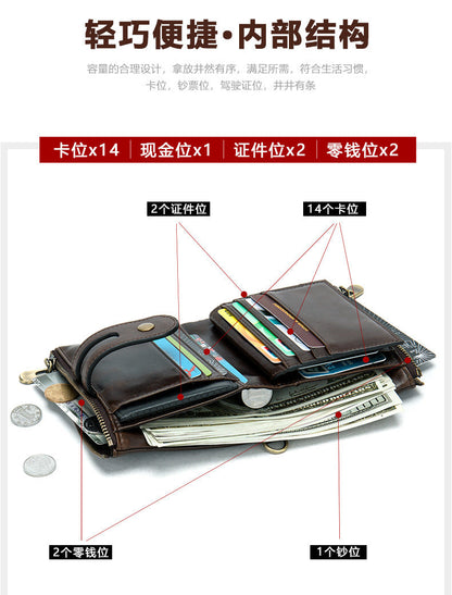 メンズ短財布 牛皮本革製 レトロ RFID盗難防止 カードバッグ