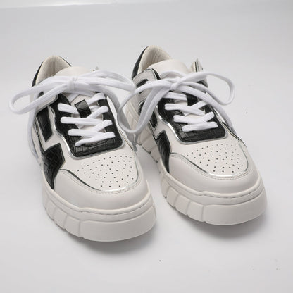 2023新品 ワニ腹の皮 メンズカジュアルシューズ 優れた通気性 ファッション厚底男性靴