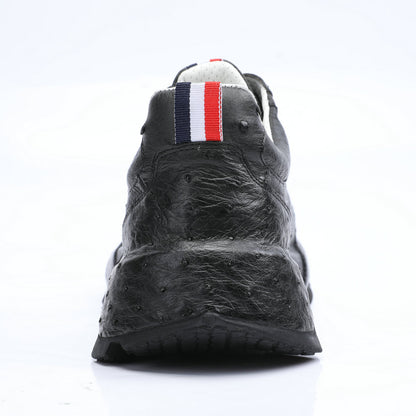 Ostrich leather genuine leather men's sneakers fashion casual shoes in-heel men's shoes 