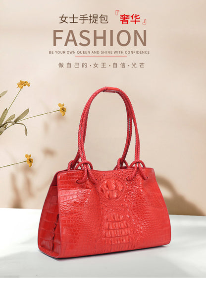 クロコダイル革の大容量レディースハンドバッグおしゃれなシンプルレディースバッグショルダークロスバッグ